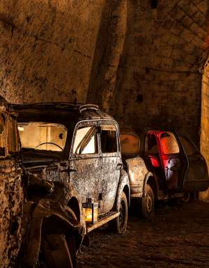 vintage cars preserved at Galleria Borbonica