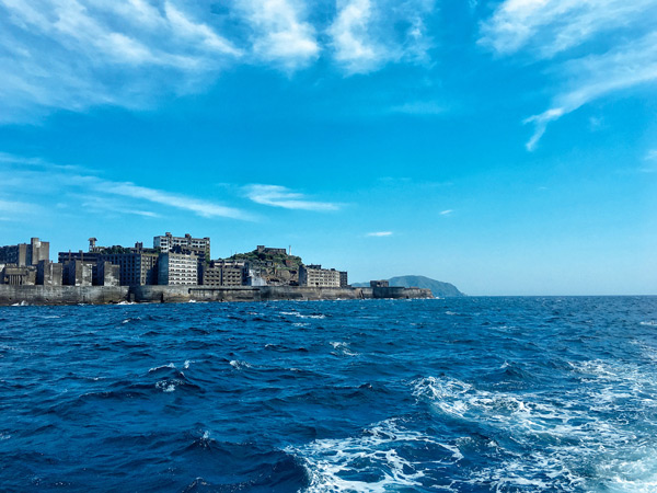 a seabed coal mining facility in Hashima Island, Japan