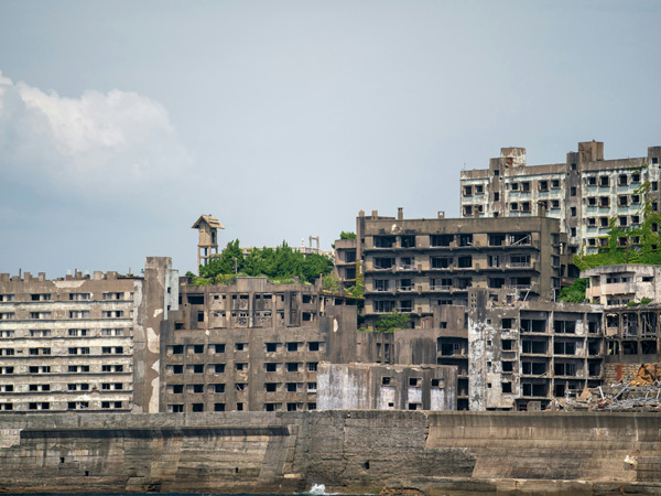 old structures in Hashima Island, Japan