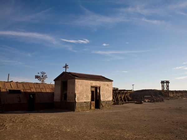 an abandoned mining town in Humberstone and the Santa Laura Saltpeter Works, Chile