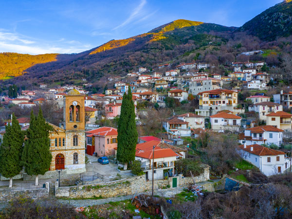 the old historical village of Ampelakia, Larissa, Greece