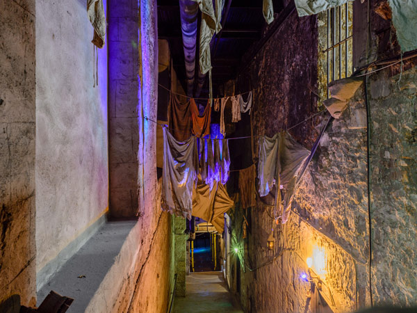 Laundry hanging above Mary King’s Close in Edinburgh, Scotland