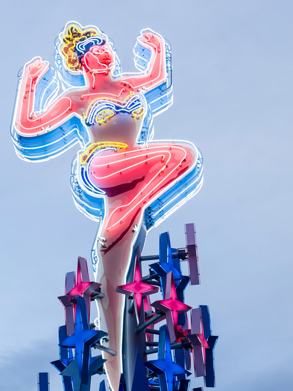 The buxom beauty in a neon bikini neon sign, Neon Museum, Fremont Street, Las Vegas, Nevada