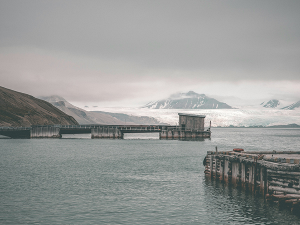an abandoned Soviet coal mining settlement in Pyramiden, Svalbard, Norway