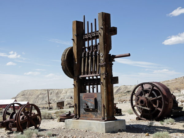 the remains of old mining equipment at an abandoned Nevada silver mine