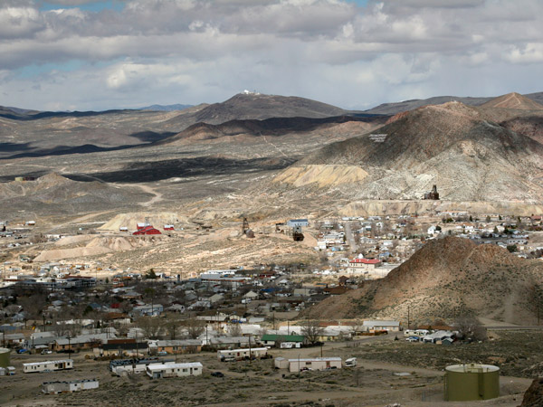 the Tonopah Historic Mining Park on a cloudy day