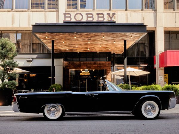 Black Cadillac out the front of the Bobby Hotel in Nashville, Tennessee 