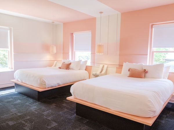 a pink bedroom at The Russell, Nashville