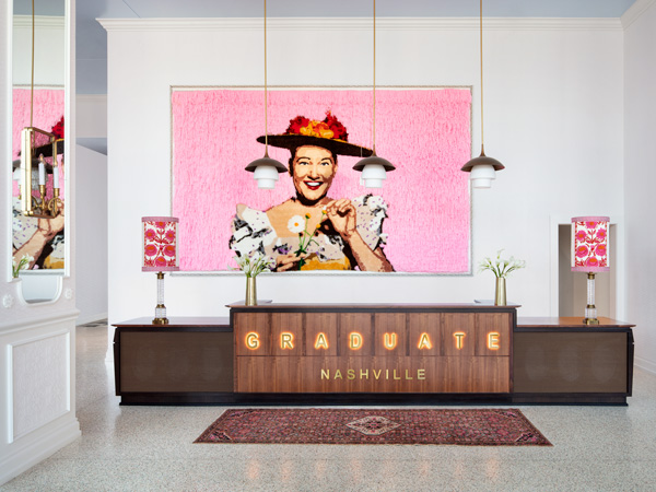 the hotel reception at Graduate Nashville
