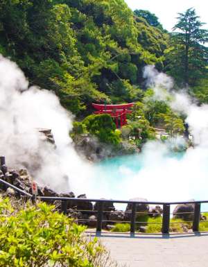 an Onsen in Beppu, Japan all steamed up