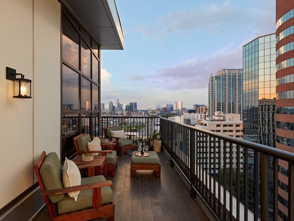 the balcony seating area at Hutton Hotel, Nashville