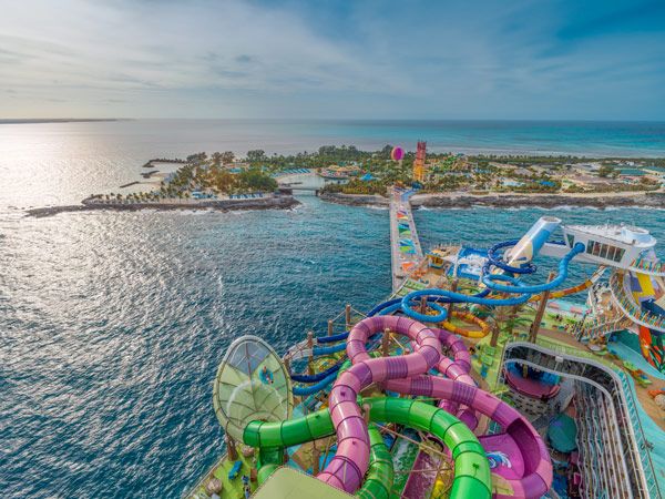 the top view of Thrill Island's slides and waterpark, Icon of the Seas