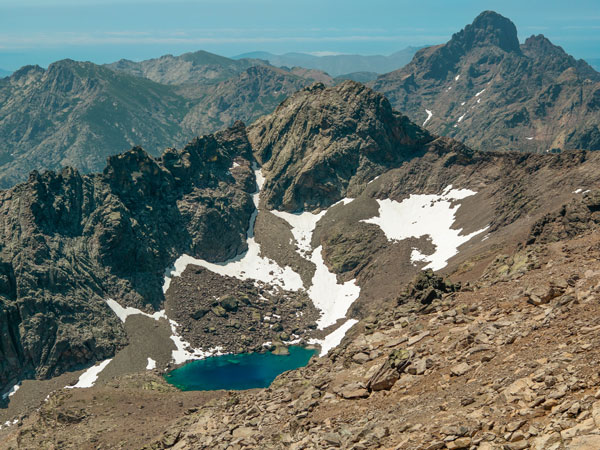 the towering mountains in Monte Cinto, Corsica