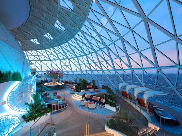 floor-to-ceiling wraparound ocean views at the Overlook in AquaDome, Icon of the Seas