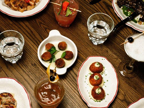 a table-top view of food at Pelato, Germantown