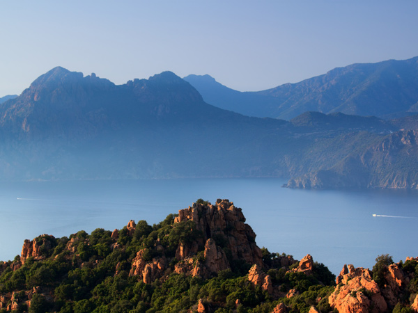 Calanques of Piana and the mountains of Scandola in the background