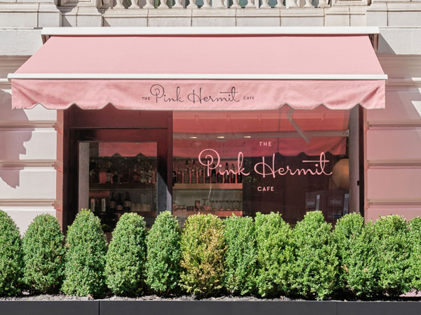 the exterior of The Pink Hermit Cafe, The Hermitage Hotel, Nashville