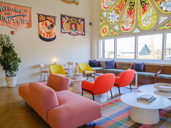 the artsy lobby at The Russell