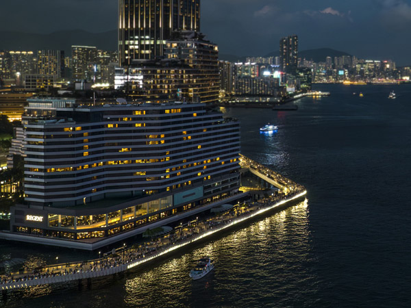 a night shot of Regent Hong Kong from above