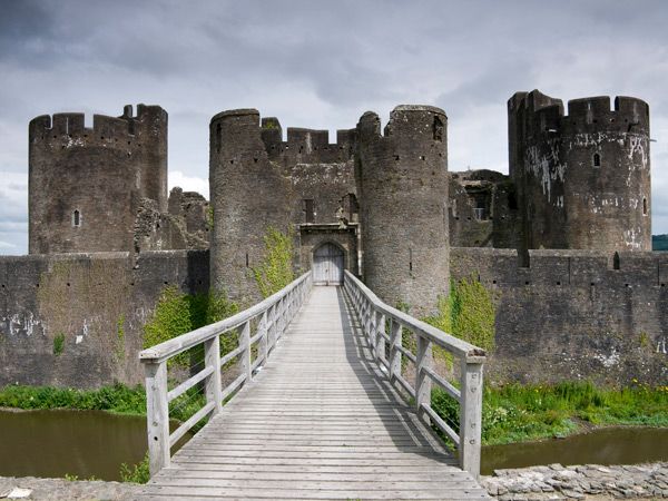 the Caerphilly Castle in Wales