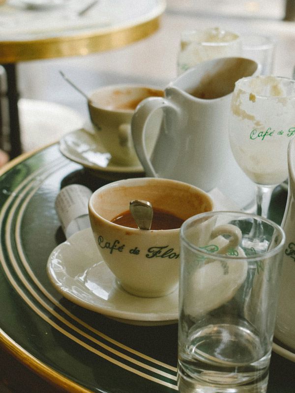a cup of coffee at Cafe de Flore in Paris