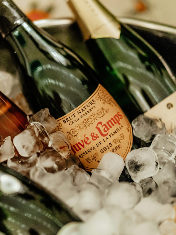 ice-cold bottles of Cava