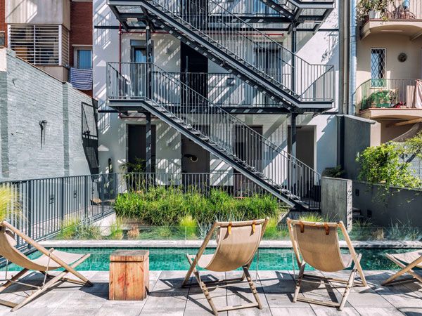 sun loungers by the pool at Hotel Brummell, Barcelona