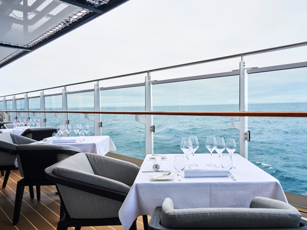 the Explora I Anthology restaurant with sea views