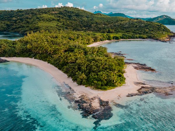 an aerial view of Drawaqa Island, Fiji