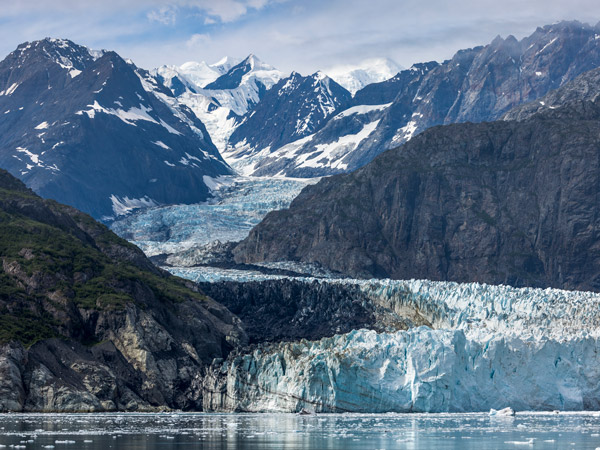 the ice wall of Margerie Glacier in Alaska
