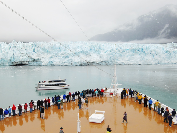 passengers standing on the bow of the ship, Glacier Bay