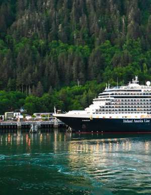 a HAL ship departing Downtown Juneau