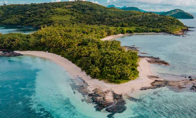 an aerial view of Drawaqa Island, Fiji