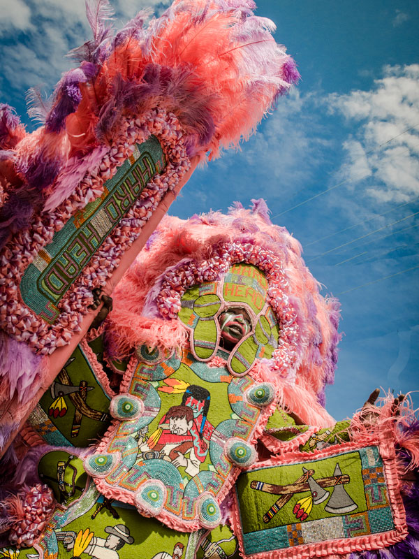 a person dressed up for Mardi Gras Indian, New Orleans