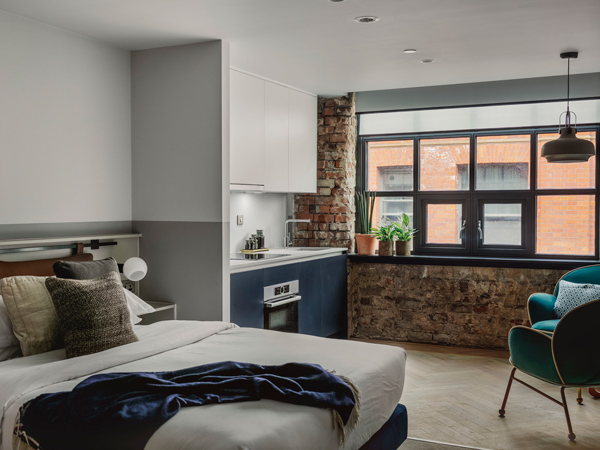 the bedroom interior at Leven