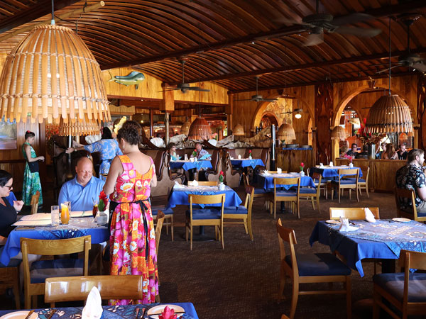 the welcoming interior of Mama’s Fish House, Maui