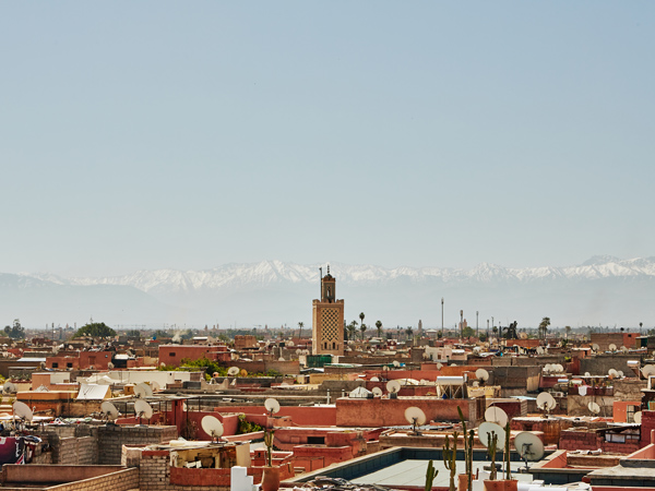 the cityscape of Marrakech