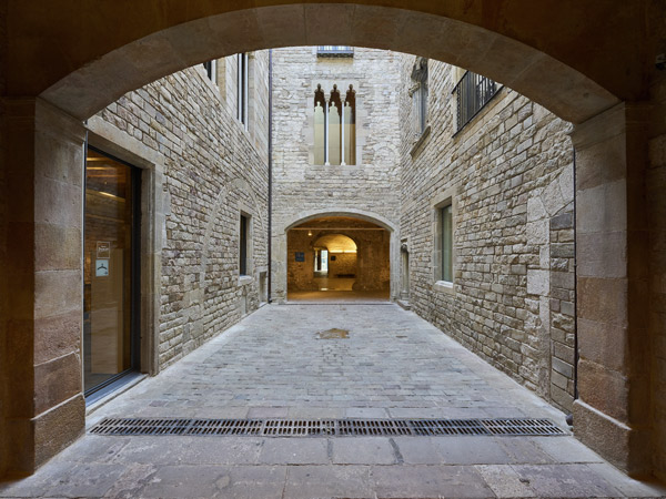 Exterior of entrance to The Museu Picasso or Picasso Museum in Barcelona