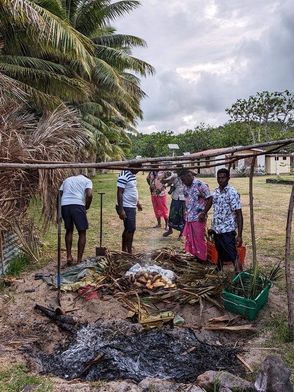 locals cooking lovo in Matacawalevu Village.