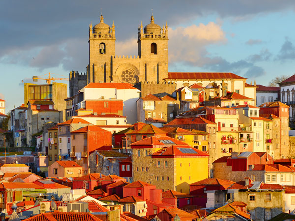the Porto Old Town at sunset