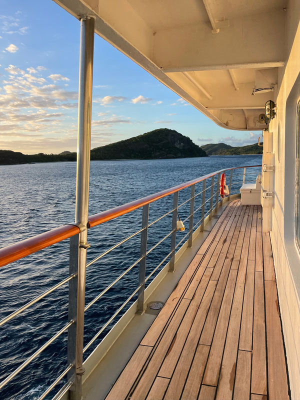 onboard MS Caledonian Sky at sunrise