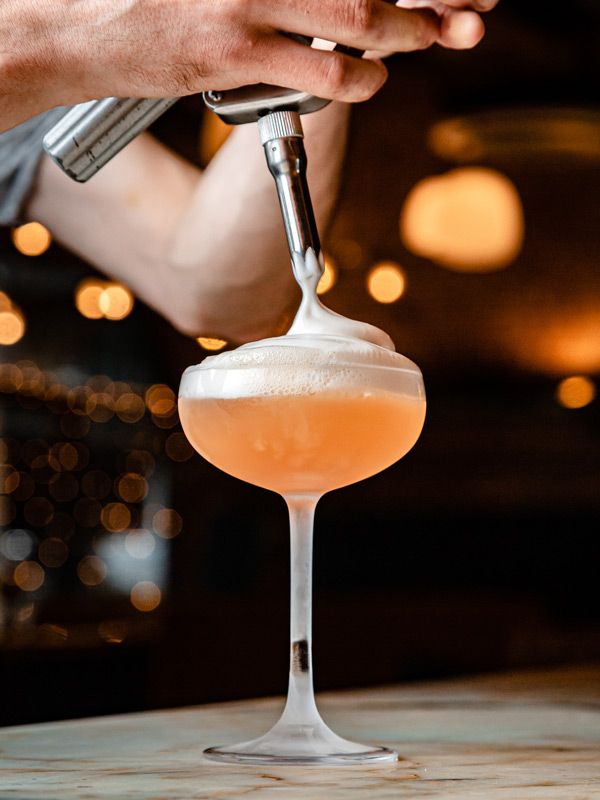 a cocktail drink at Manchester Gin Distillery