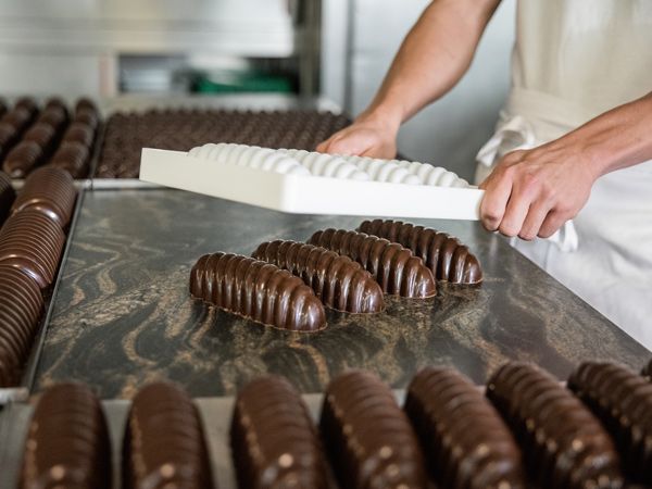 making Zaunerstollen chocolates at Cafe Konditorei Zauner