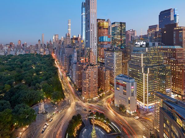 an aerial view of the Columbus Circle at Mandarin Oriental NYC