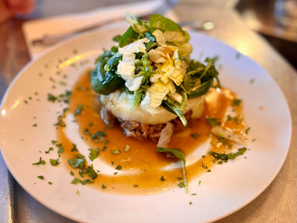 a close-up of a dish at La Pie Noir, Paris