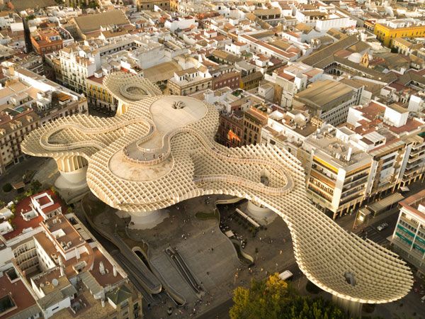 an aerial view of Setas de Sevilla