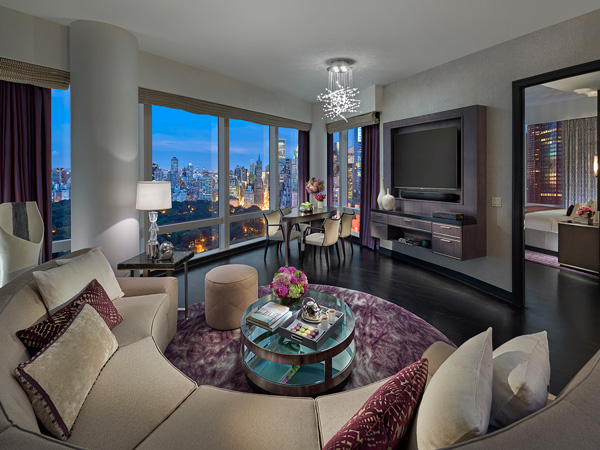 the living room at Premier Central Park View Suite, Mandarin Oriental NYC