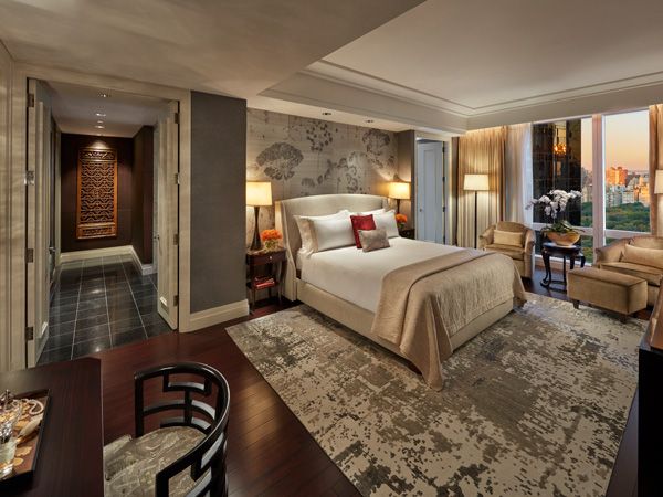 the presidential suite bedroom at Mandarin Oriental NYC