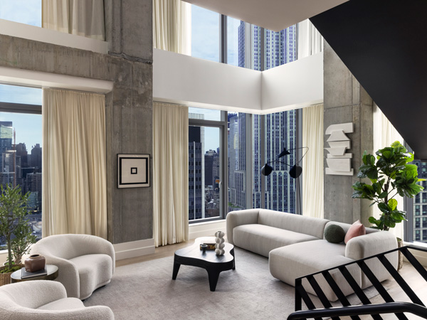 the living room at the Richard's Flat, Virgin Hotels NYC
