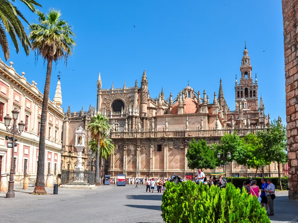 the Seville Cathedral and Triumph Square 